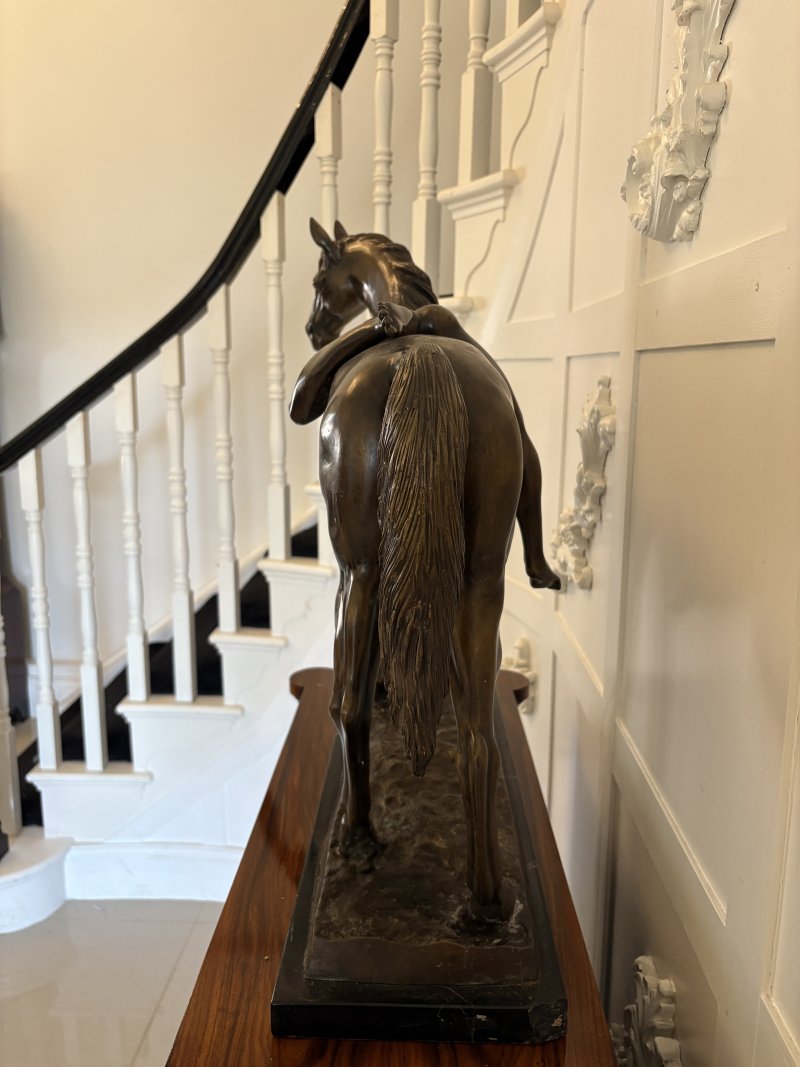 Large Antique Bronze Study of a Nude Male on Horseback - Image 13